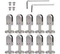 10 Piece 304 Stainless Steel Clamp Support Bracket Floor Mount for 6-12mm Frameless Glass Panels with Bottom Support Column, D Shape Glass Bracket,Height 40mm,10mm~12mm