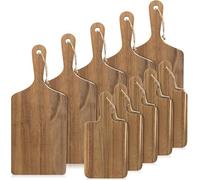 10 Piece Acacia Wood Cutting Board 40.5 x 17 cm and 30 x 15 cm Wood Serving Board Set with Handle Laser Engraving Serving Board for Vegetables Meat Bread Cheese Pizza Housewarming Gift