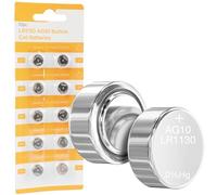 10 Piece AG10 LR1130 SR1130 Button Cell Batteries - 1.5V Alkaline Coin Battery, Power For Watches, Calculators, Hearing Aids, Glucometers, Key Fobs and Small Electronics (10pc LR1130 Batteries)