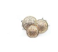 10 Piece Alloy Style of Royal Court Round Filigree Buttons Vintage Metal Sewing Shank Buttons for Clothing DIY Sewing Accessories-Light Golden-20mm Dia.