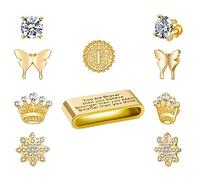10-Piece Apple Watch Band Charms, 1 Inspirational Ring Loop & 9 Studs for Women, Decorative Accessories Compatible with Apple iWatch Series 1-9 SE Ultra & Samsung & Fitbit Watch Silicone Bands, No