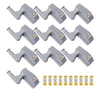 10 Piece Battery Powered Under Cabinet LED Lights with Hinged Sensor Activation, Providing Bright Illumination for Cabinets and Closets (Grey)