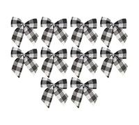 10-Piece Black And White Decorative Bow Set, Mini Christmas Bow Ribbon Decorations, Suitable For Christmas Tree Decorations, Reusable, Easy To Install, Perfect For Parties And Home Decor.