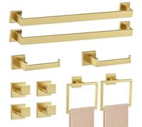 10-Piece Brushed Gold Bathroom Hardware Accessories Set Bathroom Towel Bar Set,Towel Rack/Holder Set for Bathroom Stainless Steel Wall Mounted,23.6 Inch