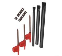 10-Piece Carbide Indexable Insert Set CCMT0602 with Steel Boring for Bars S07K-SCLCR06, S10K-SCLCR06 & S12M-SCLCR06 for CNC Lathe Turning -