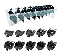 10 Piece Clipper Guards Set for Wahl Babyliss FX870 & More(Black) Replacement Guides (1/16" to 1") with Organizer