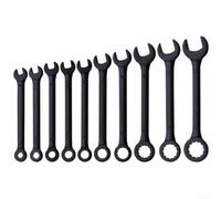 10 Piece Combination Wrench Set, High Carbon Steel Spanner Kit with Metric and for Imperial Sizes, Compact Tool Set with Storage Pouch and D-for Ring Clip for Tight Spaces(Metric)