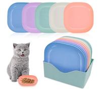 10-Piece Deep Square Pet Bowls Plastic Anti-Slip Base 5.9×5.9×1.2in 200ml Mixed Colors for Small Pets Kittens Puppies
