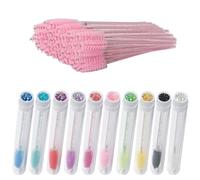 10-Piece Disposable Mascara Brushes Tubes Set -10 Empty Wand Tubes with 60 Diamond Eyelash Brushes, Spoolies for Eyelash Extensions, Makeup Tools (Mixed Color+Pink, 10 Pack)