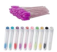 10-Piece Disposable Mascara Brushes Tubes Set -10 Empty Wand Tubes with 60 Diamond Eyelash Brushes, Spoolies for Eyelash Extensions, Makeup Tools (Mixed Color+Purple, 10 Pack)