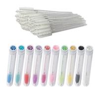 10-Piece Disposable Mascara Brushes Tubes Set -10 Empty Wand Tubes with 60 Diamond Eyelash Brushes, Spoolies for Eyelash Extensions, Makeup Tools (Mixed Color+White, 10 Pack)