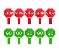 10 Piece Double Sided Stop and Go Sign, Reversible Safety Crossing Protection Stop for School Events, Road Control, Classroom Safety Teaching Aid