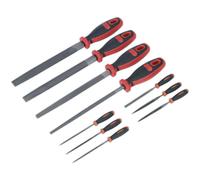 10 Piece Engineers & Needle File Set - Double Cut - Coarse - Soft Grip Handles Loops Multi One Size