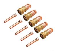 10-Piece for TIG Gas Lens & Collet Kit for Stubby Torch: 17GL332 + 10N24S (3/32" / 2.4mm) Compatible with WP-17, WP-18, and WP-26 Welding Torches