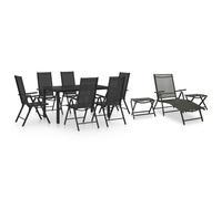 vidaXL Garden Dining Set 10 Piece Black and Silver Outdoor Table and Chair