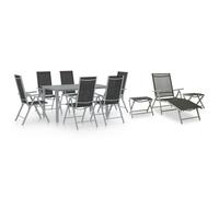 10 Piece Garden Dining Set Aluminium Outdoor Patio Chairs Adjustable Footrests