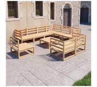 10 Piece Garden Lounge Set Solid Pinewood