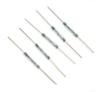 10 Piece Glass Reed Switch Set Normally Open Magnetic Switch for IoT Applications, 14 2mm Length (Silver Foot - Green Tube)