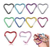 10-Piece Heart-Shaped Metal Carabiner Clips for Keys, Backpacks, and Outdoor Gear - Multicolor