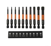 10-Piece Hex Screwdriver Bit Set with 65mm Length and 1/4 Inch Hex Shank Magnetic for Electric Drill and Pneumatic Tools, Includes H1.5 to H8mm Sizes(A)
