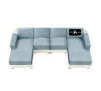 10-Piece Light Blue Velvet Stretch Sofa Cushion Covers Non-Slip U-Shaped Modular Couch Cover Replacement for Individual Seats Soft & Durable Perfect for Home Decor