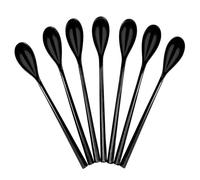 10 Piece Long Handle Spoon Plastic Coffee Stirring Spoons Tall Iced Tea Ice Cream Sundae Cocktail Hot Chocolat Longdrink Spoons (Black)
