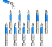 10-Piece Magnetic Impact Driver Bits Set - S2 Alloy Steel PZ1/PZ2/PZ3 Screwdriver Bits for Electric Drills, 50mm High Magnetic Drill Bit Kit for Home Repair Furniture Assembly