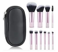 10-Piece Makeup Brush Set - Soft Synthetic Fibres, Pink Handles, Black-White Gradient Bristles for Foundation, Powder, Blending, Eyeshadow, Blusher, Brow Grooming, Beginners, Professionals