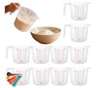 10 Piece Measuring Jug Set,1 Litre Capacity Measuring Cups,Stackable Plastic Jugs with Handles,Includes 5 Measuring Spoons,Suitable for Baking,Home Kitchens,Restaurants and Laboratories.