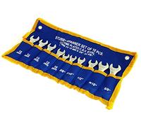 10 Piece Metric & Imperial Chrome Vanadium Stubby Spanner Combination Wrench Set with Tool Storage Roll