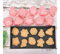 10 Piece Mini Christmas Cookie Cutters, 3d Raised Design Cookie Stamps, Mini Gingerbread, Snowflake, Snowman, Candy Baking Molds, Christmas Ornament Cookie Cutter Set(Christmas-1)