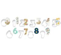 10 Piece Number Shaped Cookie Cutters - Numbers 0-9 and 7.6cm/3 inches in Height - Food Safe Tin Plated for Biscuits, Baking, Cake Decorating, Icing Fondant, Jelly, Sugarcraft, Sandwiches