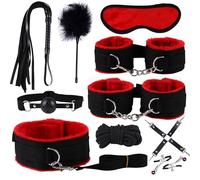 10-Piece Nylon Couples Fitness Kit For Stress Relief, Transform Your Living Room Into A Fun Partner Workout Studio (Red)