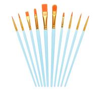 10-Piece Nylon Hair Paint Brush Set, Art Flat Brushes for Face Nail Art, Kids Painting with Watercolor Oil Acrylic, Decorations Models Figurines - Sky Blue