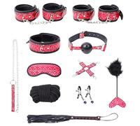 10-Piece Pink Diamond Pattern Leather Restraints Set, Multi-Style Body Training Practice Accessories