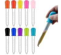 10-Piece Plastic and Silicone Droppers, Multi-Purpose Liquid Pipettes for Baby Medicine, Candy Making, and Gummy Moulds, 5ML Capacity