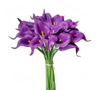 10-piece Pu Faux Calla Lily Artificial Flowers Set - Realistic Silk-Look Wedding Bouquet Home Décor Arrangements 35 Cm Tall with Bendable Stems White/Yellow/Pink/red/Blue/Purple(Yellow)