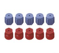 10-Piece R134a AC Charging Port Service Cap Kit: 5X Blue 13mm Low-Side + 5X Red 16mm High-Side for Automotive Air Conditioning Maintenance