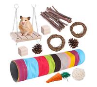 10 Piece Rabbit Bunny Chew Toys - Natural Pine Wood Teething Tools For Dwarf Hamsters Ferrets Parrots | Health Care Boredom Breaker & Activity Center Seesaw Bridge Ladder Robust And Harmless