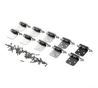 10-Piece Self-Closing Overlay Flush Cabinet Hinge Set for Kitchen Cupboards and Furniture Doors, Heavy Duty Cold-Rolled Steel Construction with Polished Chrome Finish(Nickel)