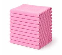 10 Piece Set Microfiber Cloths Cleaning Cloth Polishing Cloth Pink