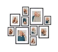 10 Piece Shadow Box Style Gallery Wall Frame Set - Deep Photo Frame Set with Mat for 8x10, 5x7 and 4x6 - Multiple Sizes Picture Frame Set for Wall Collage - Assorted Picture Frames for Wall (Black)