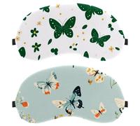 10 Piece Sleep Mask Cover, Colorful Butterfly and Flower Green Background Eye Mask for Men Women, Breathable Sleeping Eye Masks, Zero Eye Pressure for Sleeping