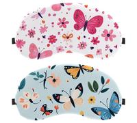 10 Piece Sleep Mask for Side Sleeper Men Women, Light Blocking Eye Mask Cover Eyeshade with Adjustable Strap, Colorful Butterfly and Flower Blue Background Night Blindfold
