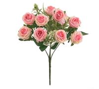 10-Piece Small Artificial Roses for Wedding,Home Desktop Decor - Realistic Plastic Floral Arrangement,31 x 14 x 5 cm,Lifelike Silk-Style Faux(Dark Pink)