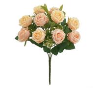 10-Piece Small Artificial Roses for Wedding,Home Desktop Decor - Realistic Plastic Floral Arrangement,31 x 14 x 5 cm,Lifelike Silk-Style Faux(Yellow)