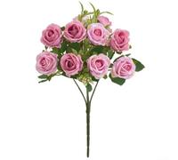 10-Piece Small Artificial Roses for Wedding,Home Desktop Decor - Realistic Plastic Floral Arrangement,31 x 14 x 5 cm,Lifelike Silk-Style Faux(Rose Red)
