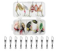 10-Piece Spinner Bait Set, 10-Piece Fishhook Adapter Ring, Swinging Bait Set, Glitter Fish Bait, Fishing Lure, Fishing Accessory Set