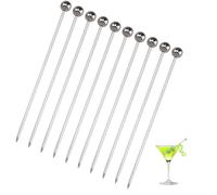10-Piece Stainless Steel Cocktail Picks Set for Garnishing Drinks, Reusable Olive and Fruit Skewers for Parties and Home Use