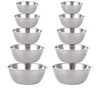 10 Piece Stainless Steel Mixing Bowls for Baking, Metal Mixing Bowl with Measuring Marking, Mixing Bowl Set for Kitchen, Prepping, Dishwasher Safe (0.58L, 0.9L, 1.6L, 2.05L, 2.6L)